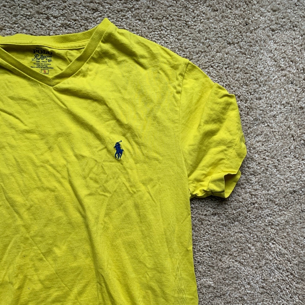 Boys small v-neck polo shirt (electric yellow)